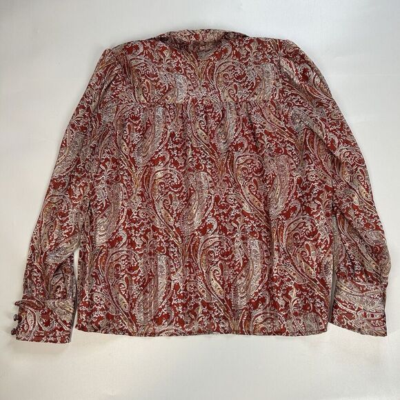 Greylin Anthropologie Top Womens Medium Paisley Red Peasant Blouse Flaw - Picture 10 of 10